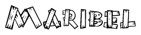 The clipart image shows the name Maribel stylized to look like it is constructed out of separate wooden planks or boards, with each letter having wood grain and plank-like details.