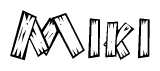 The clipart image shows the name Miki stylized to look like it is constructed out of separate wooden planks or boards, with each letter having wood grain and plank-like details.