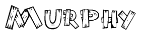 The image contains the name Murphy written in a decorative, stylized font with a hand-drawn appearance. The lines are made up of what appears to be planks of wood, which are nailed together
