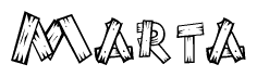 The clipart image shows the name Marta stylized to look like it is constructed out of separate wooden planks or boards, with each letter having wood grain and plank-like details.