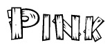 The clipart image shows the name Pink stylized to look as if it has been constructed out of wooden planks or logs. Each letter is designed to resemble pieces of wood.