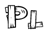 The clipart image shows the name Pl stylized to look as if it has been constructed out of wooden planks or logs. Each letter is designed to resemble pieces of wood.