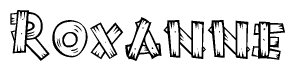 The clipart image shows the name Roxanne stylized to look like it is constructed out of separate wooden planks or boards, with each letter having wood grain and plank-like details.