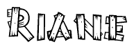 The clipart image shows the name Riane stylized to look like it is constructed out of separate wooden planks or boards, with each letter having wood grain and plank-like details.