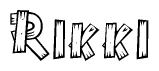 The clipart image shows the name Rikki stylized to look as if it has been constructed out of wooden planks or logs. Each letter is designed to resemble pieces of wood.
