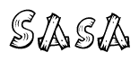 The clipart image shows the name Sasa stylized to look like it is constructed out of separate wooden planks or boards, with each letter having wood grain and plank-like details.