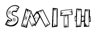 The clipart image shows the name Smith stylized to look like it is constructed out of separate wooden planks or boards, with each letter having wood grain and plank-like details.
