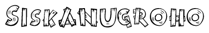 The image contains the name Siskanugroho written in a decorative, stylized font with a hand-drawn appearance. The lines are made up of what appears to be planks of wood, which are nailed together