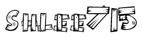 The image contains the name Shlee715 written in a decorative, stylized font with a hand-drawn appearance. The lines are made up of what appears to be planks of wood, which are nailed together