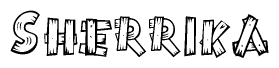 The clipart image shows the name Sherrika stylized to look like it is constructed out of separate wooden planks or boards, with each letter having wood grain and plank-like details.
