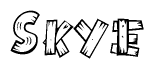 The clipart image shows the name Skye stylized to look like it is constructed out of separate wooden planks or boards, with each letter having wood grain and plank-like details.