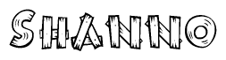 The clipart image shows the name Shanno stylized to look like it is constructed out of separate wooden planks or boards, with each letter having wood grain and plank-like details.