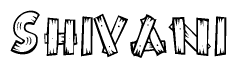 The clipart image shows the name Shivani stylized to look like it is constructed out of separate wooden planks or boards, with each letter having wood grain and plank-like details.