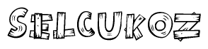 The clipart image shows the name Selcukoz stylized to look like it is constructed out of separate wooden planks or boards, with each letter having wood grain and plank-like details.