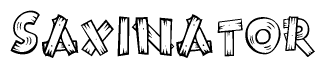 The clipart image shows the name Saxinator stylized to look like it is constructed out of separate wooden planks or boards, with each letter having wood grain and plank-like details.