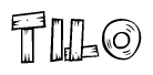 The clipart image shows the name Tilo stylized to look like it is constructed out of separate wooden planks or boards, with each letter having wood grain and plank-like details.