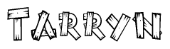 The clipart image shows the name Tarryn stylized to look as if it has been constructed out of wooden planks or logs. Each letter is designed to resemble pieces of wood.