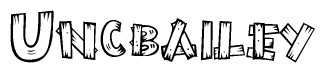 The clipart image shows the name Uncbailey stylized to look as if it has been constructed out of wooden planks or logs. Each letter is designed to resemble pieces of wood.