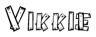 The clipart image shows the name Vikkie stylized to look as if it has been constructed out of wooden planks or logs. Each letter is designed to resemble pieces of wood.