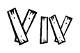 The clipart image shows the name Viv stylized to look as if it has been constructed out of wooden planks or logs. Each letter is designed to resemble pieces of wood.