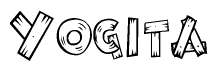 The clipart image shows the name Yogita stylized to look as if it has been constructed out of wooden planks or logs. Each letter is designed to resemble pieces of wood.