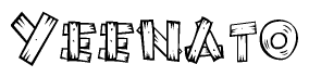 The clipart image shows the name Yeenato stylized to look as if it has been constructed out of wooden planks or logs. Each letter is designed to resemble pieces of wood.