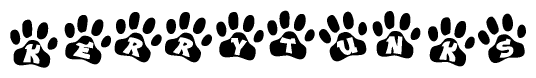 The image shows a series of animal paw prints arranged horizontally. Within each paw print, there's a letter; together they spell Kerrytunks