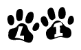 The image shows a series of animal paw prints arranged horizontally. Within each paw print, there's a letter; together they spell Li