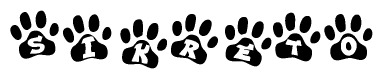 The image shows a series of animal paw prints arranged horizontally. Within each paw print, there's a letter; together they spell Sikreto