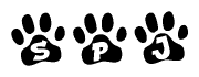 Animal Paw Prints with Spj Lettering