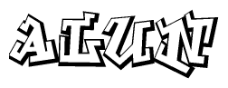 The clipart image features a stylized text in a graffiti font that reads Alun.
