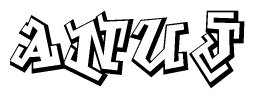 The clipart image features a stylized text in a graffiti font that reads Anuj.