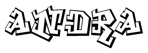 The image is a stylized representation of the letters Andra designed to mimic the look of graffiti text. The letters are bold and have a three-dimensional appearance, with emphasis on angles and shadowing effects.