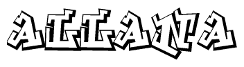 The clipart image features a stylized text in a graffiti font that reads Allana.