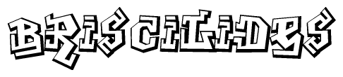 The clipart image depicts the word Briscilides in a style reminiscent of graffiti. The letters are drawn in a bold, block-like script with sharp angles and a three-dimensional appearance.