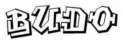 The clipart image features a stylized text in a graffiti font that reads Budo.