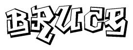 The clipart image depicts the word Bruce in a style reminiscent of graffiti. The letters are drawn in a bold, block-like script with sharp angles and a three-dimensional appearance.