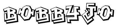 The clipart image depicts the word Bobbyjo in a style reminiscent of graffiti. The letters are drawn in a bold, block-like script with sharp angles and a three-dimensional appearance.