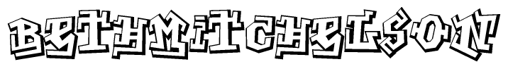 The clipart image depicts the word Bethmitchelson in a style reminiscent of graffiti. The letters are drawn in a bold, block-like script with sharp angles and a three-dimensional appearance.
