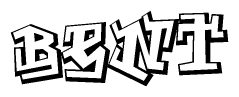 The image is a stylized representation of the letters Bent designed to mimic the look of graffiti text. The letters are bold and have a three-dimensional appearance, with emphasis on angles and shadowing effects.