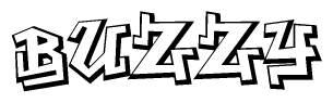 The clipart image features a stylized text in a graffiti font that reads Buzzy.
