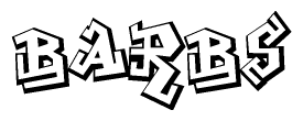 The clipart image features a stylized text in a graffiti font that reads Barbs.