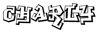 The clipart image depicts the word Charly in a style reminiscent of graffiti. The letters are drawn in a bold, block-like script with sharp angles and a three-dimensional appearance.