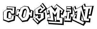 The clipart image depicts the word Cosmin in a style reminiscent of graffiti. The letters are drawn in a bold, block-like script with sharp angles and a three-dimensional appearance.