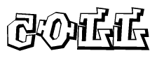 The clipart image depicts the word Coll in a style reminiscent of graffiti. The letters are drawn in a bold, block-like script with sharp angles and a three-dimensional appearance.