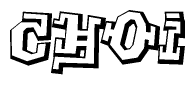 The clipart image depicts the word Choi in a style reminiscent of graffiti. The letters are drawn in a bold, block-like script with sharp angles and a three-dimensional appearance.