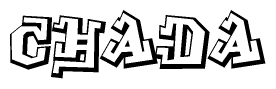The clipart image depicts the word Chada in a style reminiscent of graffiti. The letters are drawn in a bold, block-like script with sharp angles and a three-dimensional appearance.