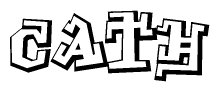 The clipart image depicts the word Cath in a style reminiscent of graffiti. The letters are drawn in a bold, block-like script with sharp angles and a three-dimensional appearance.