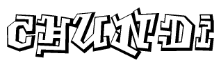 The clipart image features a stylized text in a graffiti font that reads Chundi.