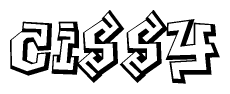 The clipart image depicts the word Cissy in a style reminiscent of graffiti. The letters are drawn in a bold, block-like script with sharp angles and a three-dimensional appearance.